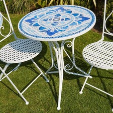 Bistro Table Blue White Mosaic