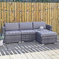 Grey Rattan Garden Sofa Set