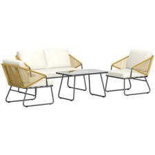 4 Piece Rattan Garden Sofa Set